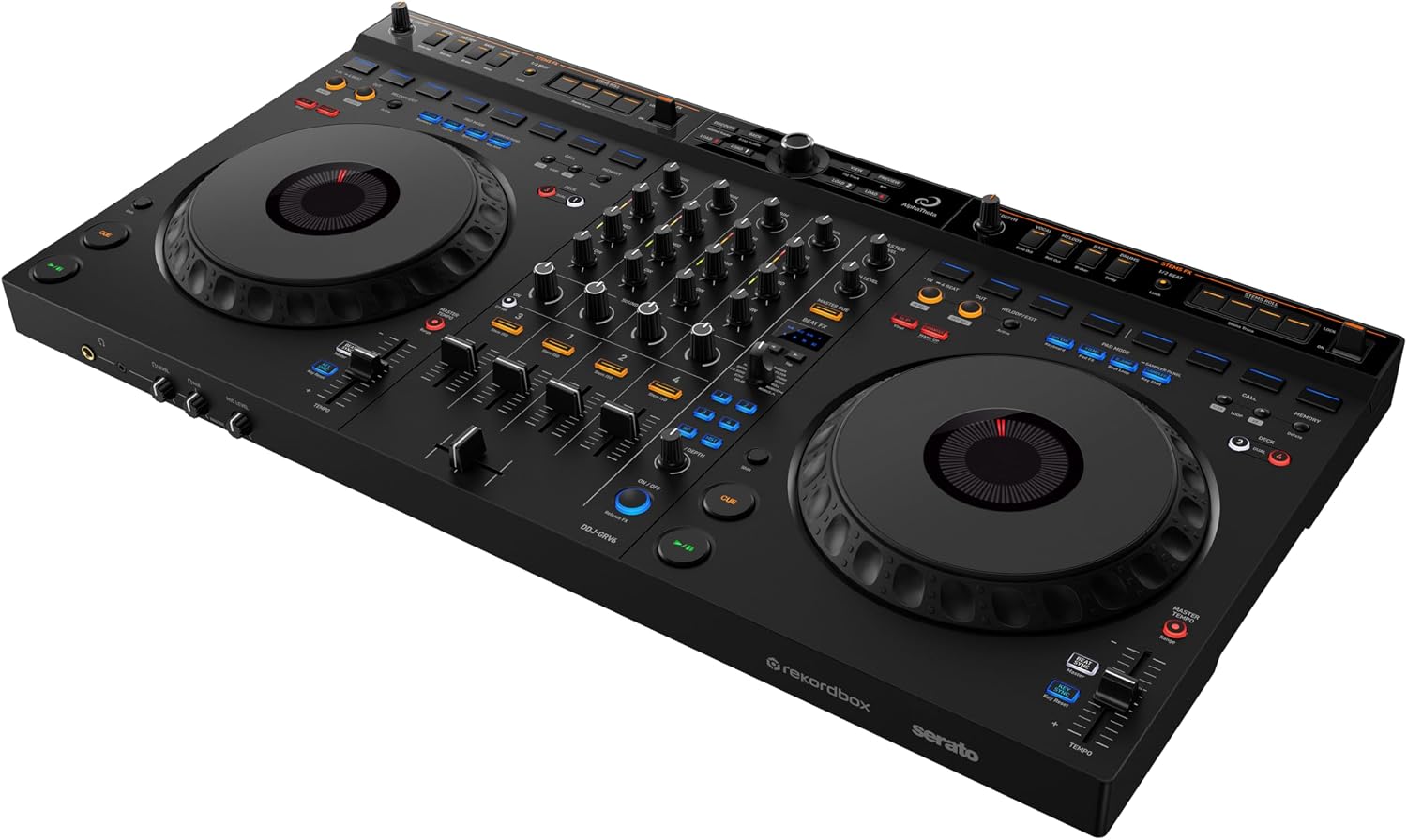 DDJ-GRV6 4-Channel DJ Controller, Groove Circuit, Black | Club-Standard Layout, Full-Size Jog Wheels, rekordbox and