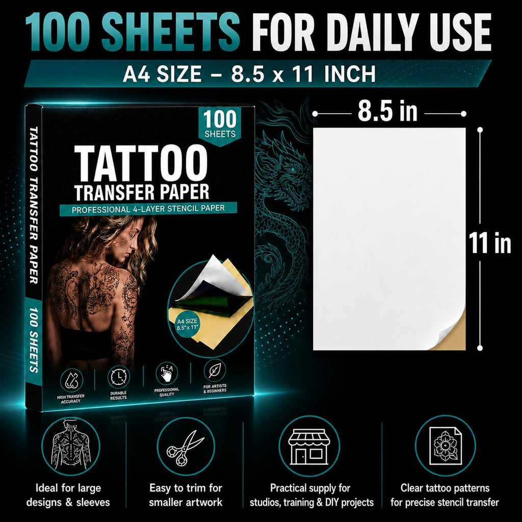 100 Sheets Tattoo Transfer Paper, Thermal Stencil Paper for Tattooing