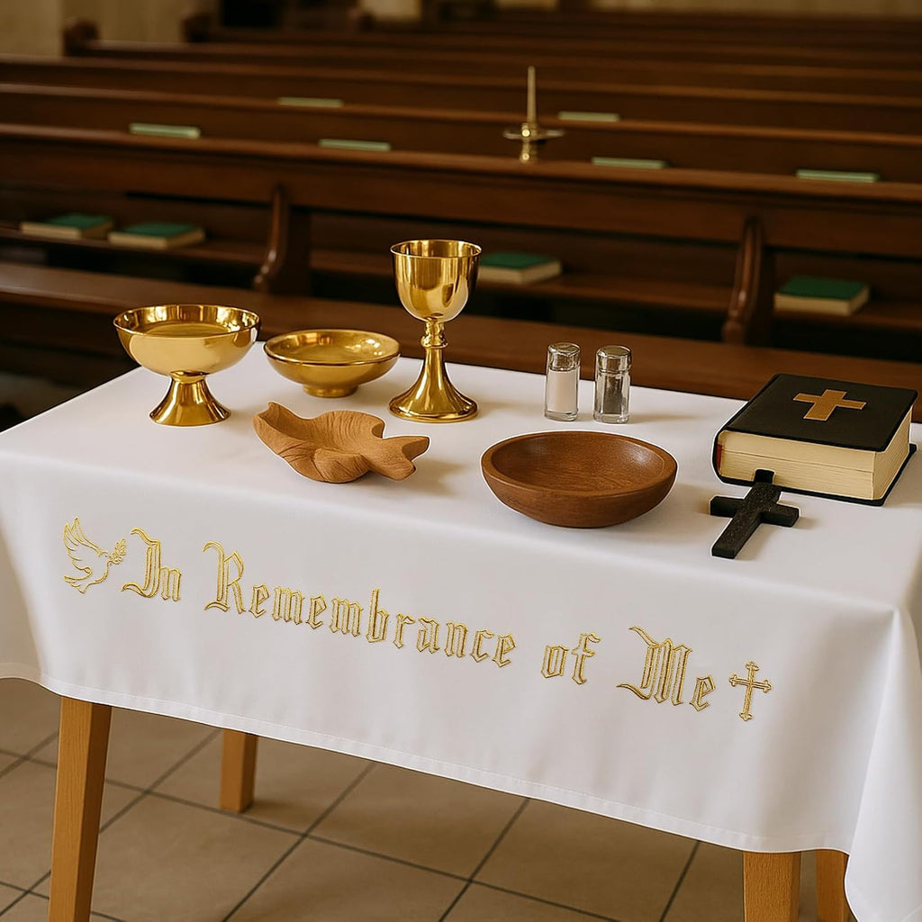 in Remembrance of Me Altar Frontal Holy Communion Table Cloth Cover 88.2x52in,Communion Table Cloths for Church and