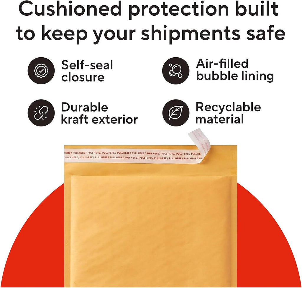 Bubble Mailers, #0 Size, 6x9 Inch, 25-Pack