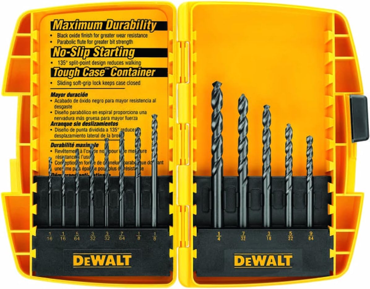 DEWALT Black Oxide Drill Bit Set with Pilot Point, 13-Piece (DW1163)
