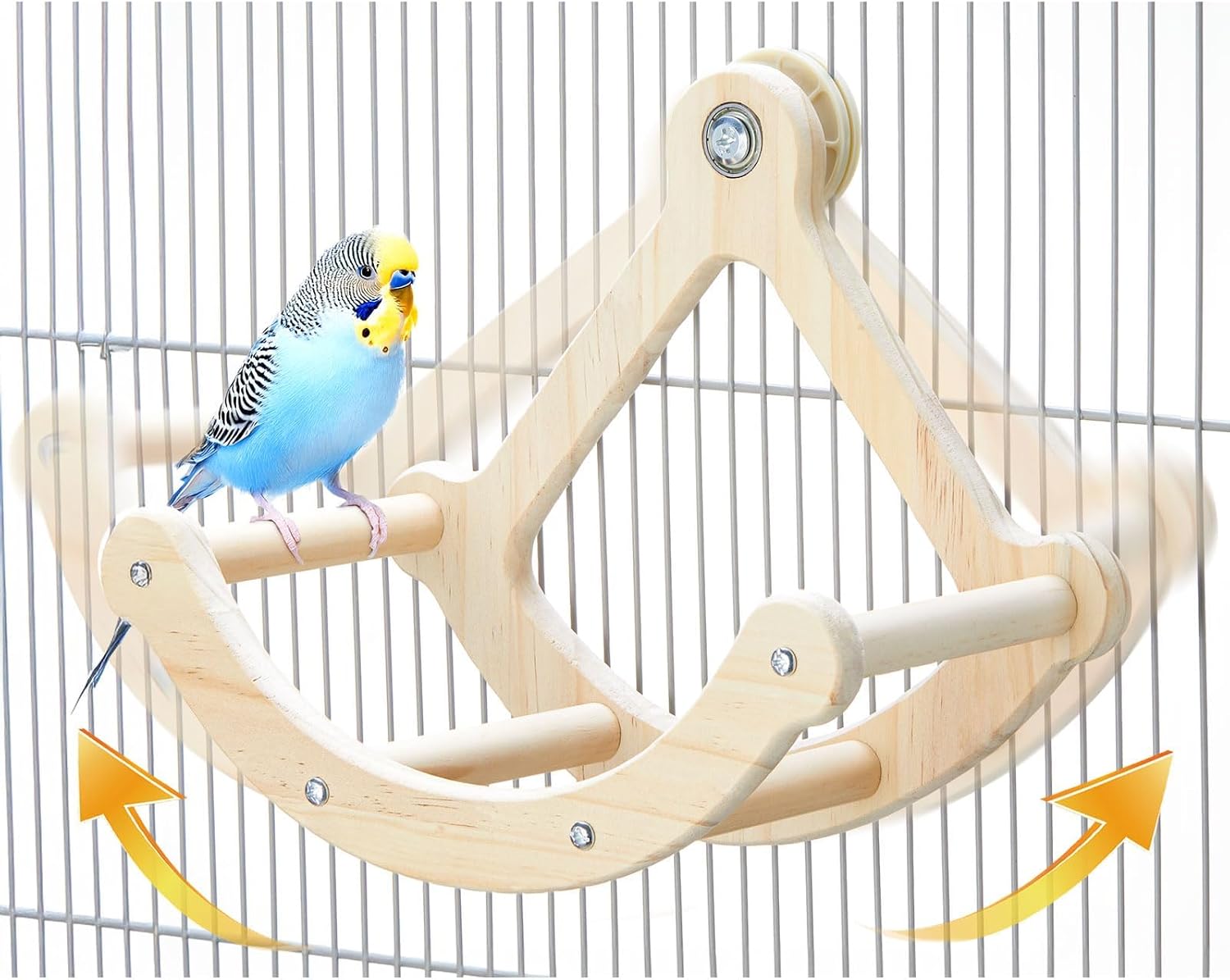 Bird Perch Toy, Wooden Interactive Rocking Parakeet Toys and Perches | Exercise Wheel Cockatiel Toys, Intelligence