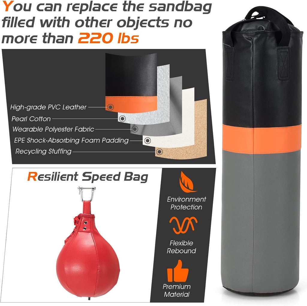 Punching Bag with Stand for Adults, Free-Standing Heavy Bag Stand with Height Adjustable Speed Bag for Boxing