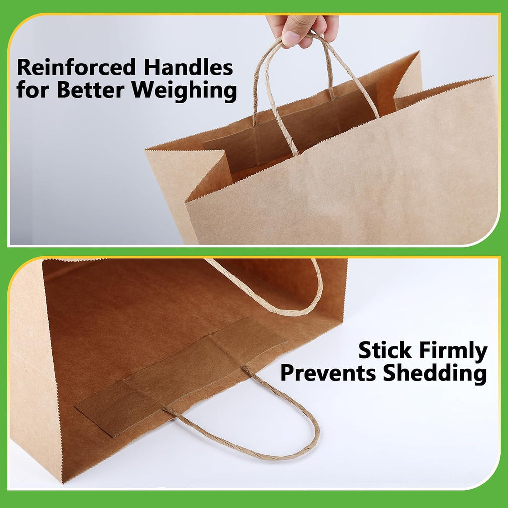 Brown Paper Bags with Handles, 50 Pack 12x7x16 Inch