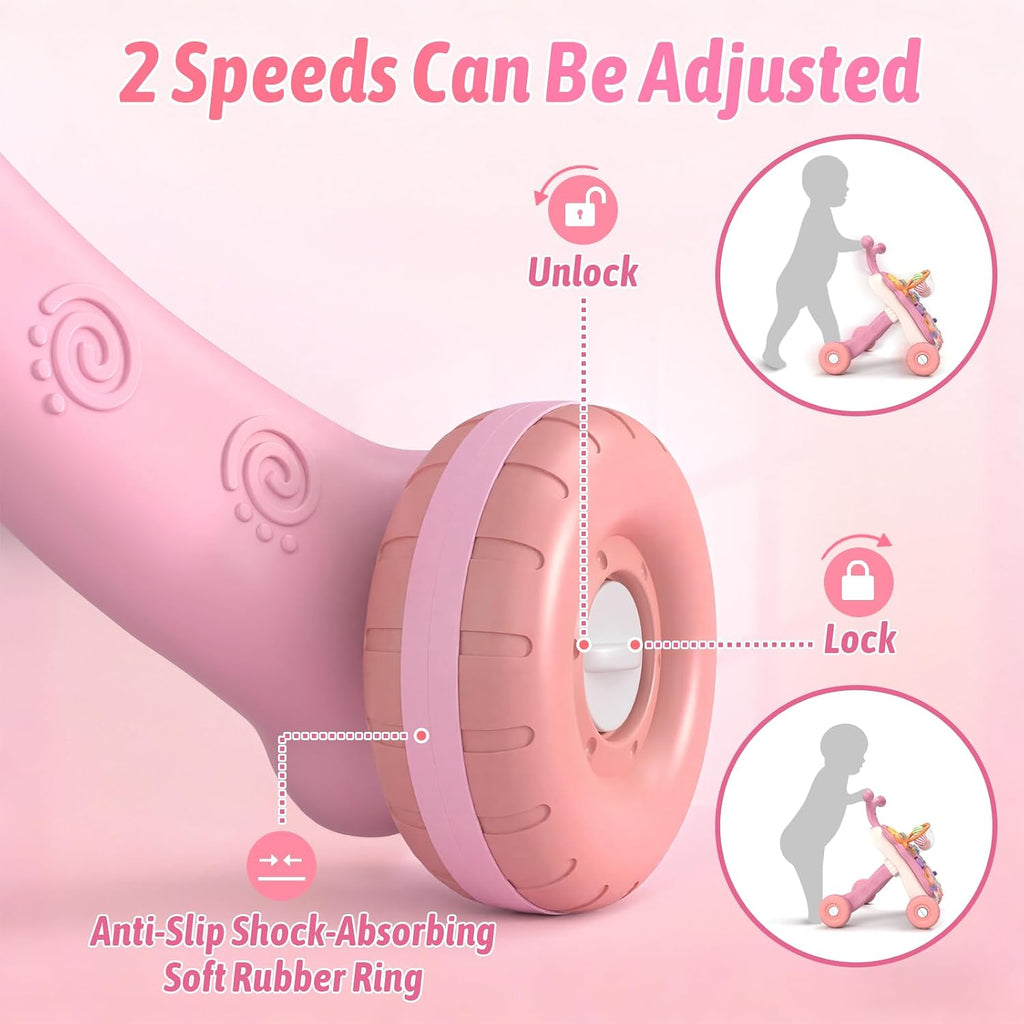 3 in 1 Baby Walker and Activity Center for Girl 12-18 Months, Pink | Baby Push Walker, Sit to Stand Learning to Walk
