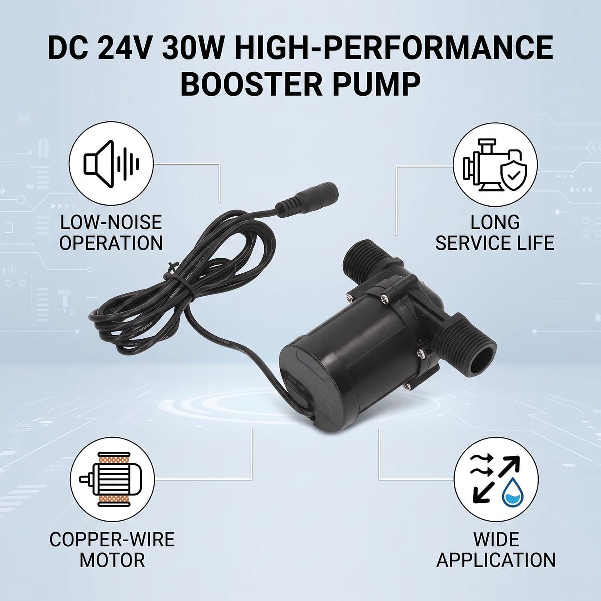 30W DC24V Aquarium Circulation Pump, Dry-Run Locked Rotor