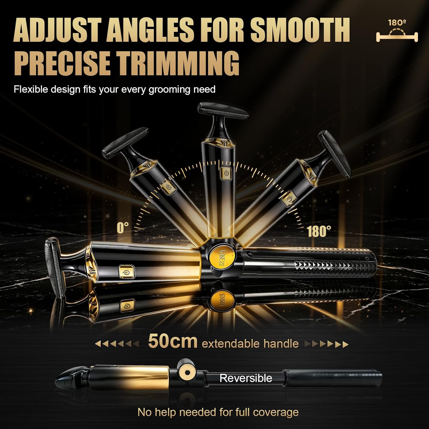 Back Shaver for Men with Adjustable Long Handle | 5 in 1 Electric Body Groomer, LED Display,Rechargeable Mens Back