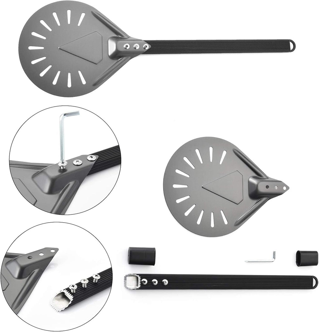 Turning Pizza Peel with 8" Aluminum Round Pizza Paddle,23.6" Overall,Outdoor Pizza Oven Accessories