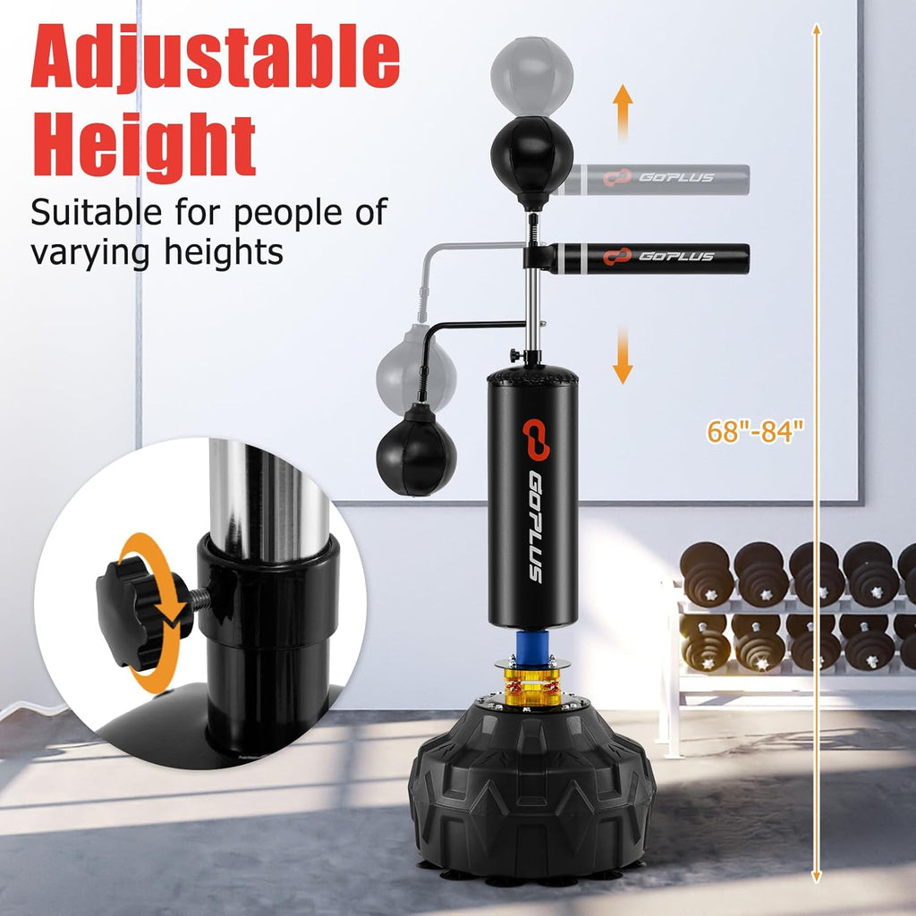 Boxing Speed Trainer, Freestanding Punching Bag 360° Spinning Bar with 2 Reflex Speed Balls, Shock Absorbers