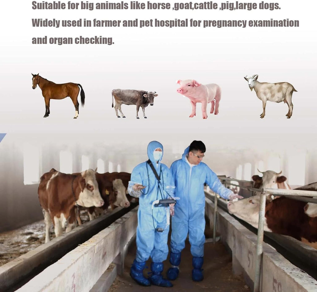 Rectal & Convex Dual-Use Probe Veterinary Ultrasound Machine for Cattle and Horse, Portable Handheld Vet Scanner for