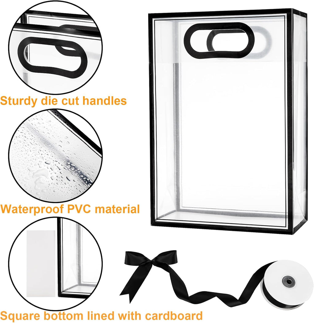 Clear Plastic Gift Bags with Handles, 7.1x3.1x10.2 Inch, 30 Pack