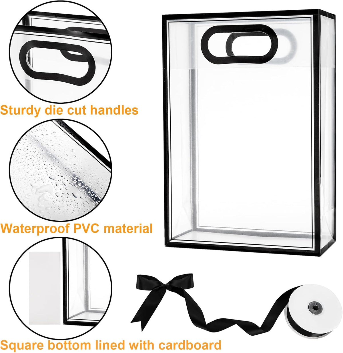 Clear Plastic Gift Bags with Handles, 7.1x3.1x10.2 Inch, 30 Pack