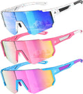 Kids Sunglasses Youth Baseball Softball Sunglasses for Girls Boys Age 4-14 UV Protection Sports Kids 3 Pack