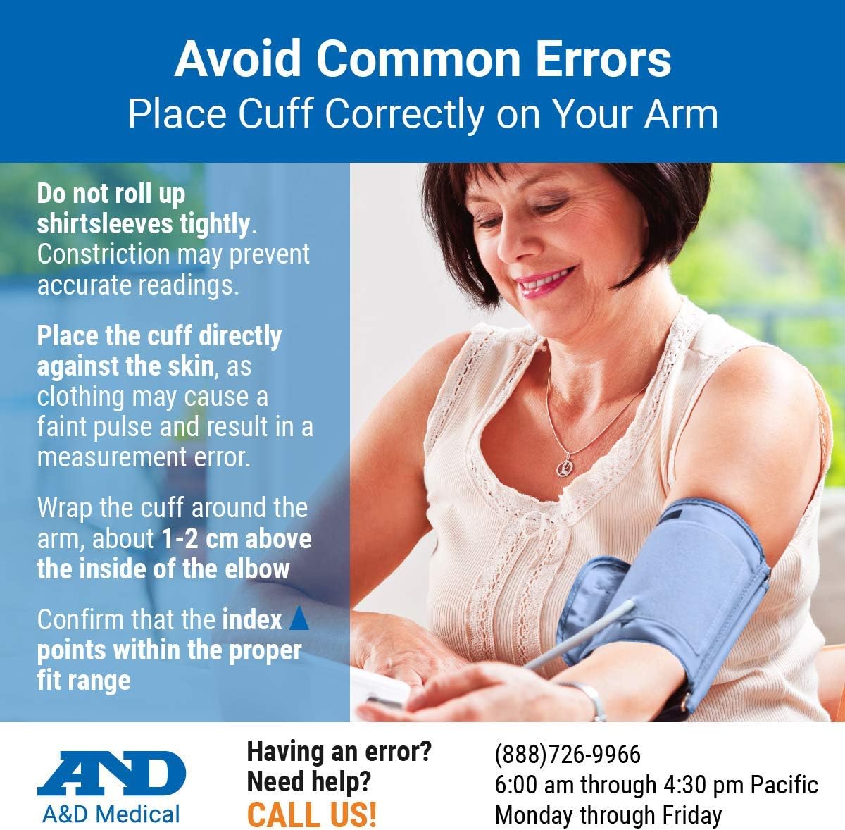 A & D Medical Large Cuff Arm Reusable Blood Pressure Cuff UA-291 Blue 1 Each