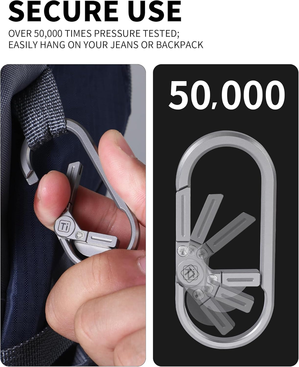 Titanium Keychain, Carabiner Keychain Clip, Heavy Duty Key Ring Holder, 2.7" Large Size Car Key Chains with Bottle