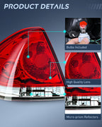 Nilight Taillight Assembly for 2006-2013 Chevy Impala Driver & Passenger