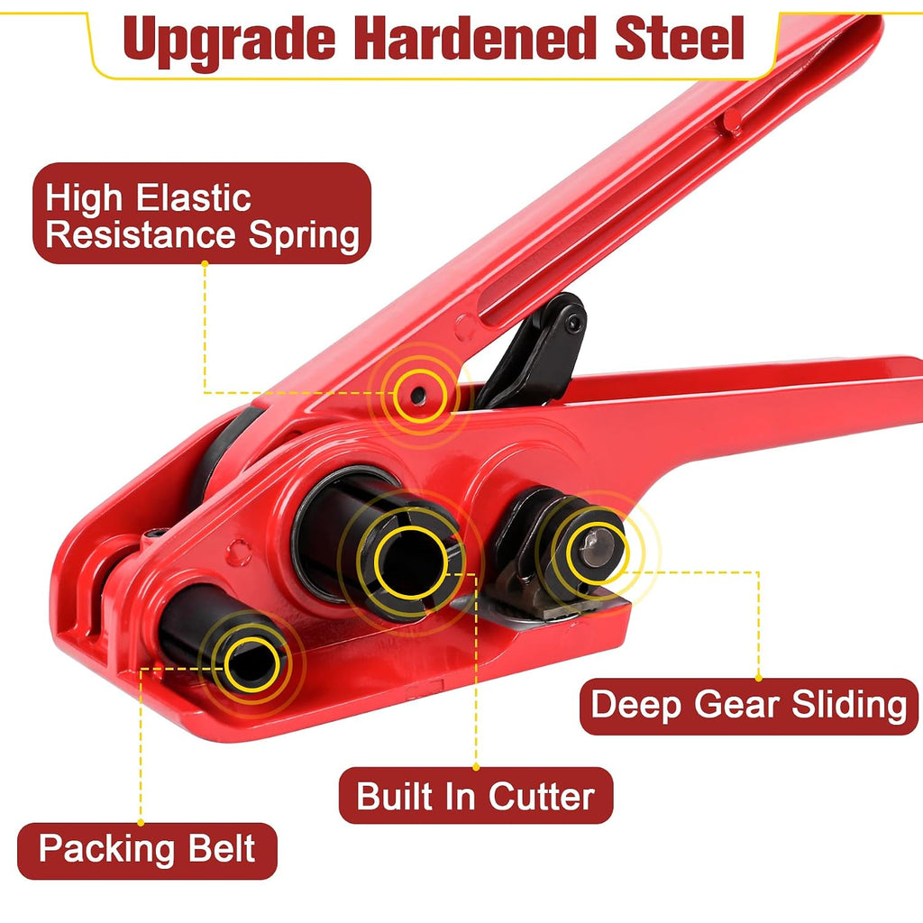 Heavy Duty Banding Strapping Kit with Tensioner Tool, 1/2"x 3500FT Polypropylene Plastic Packaging Strapping, 300