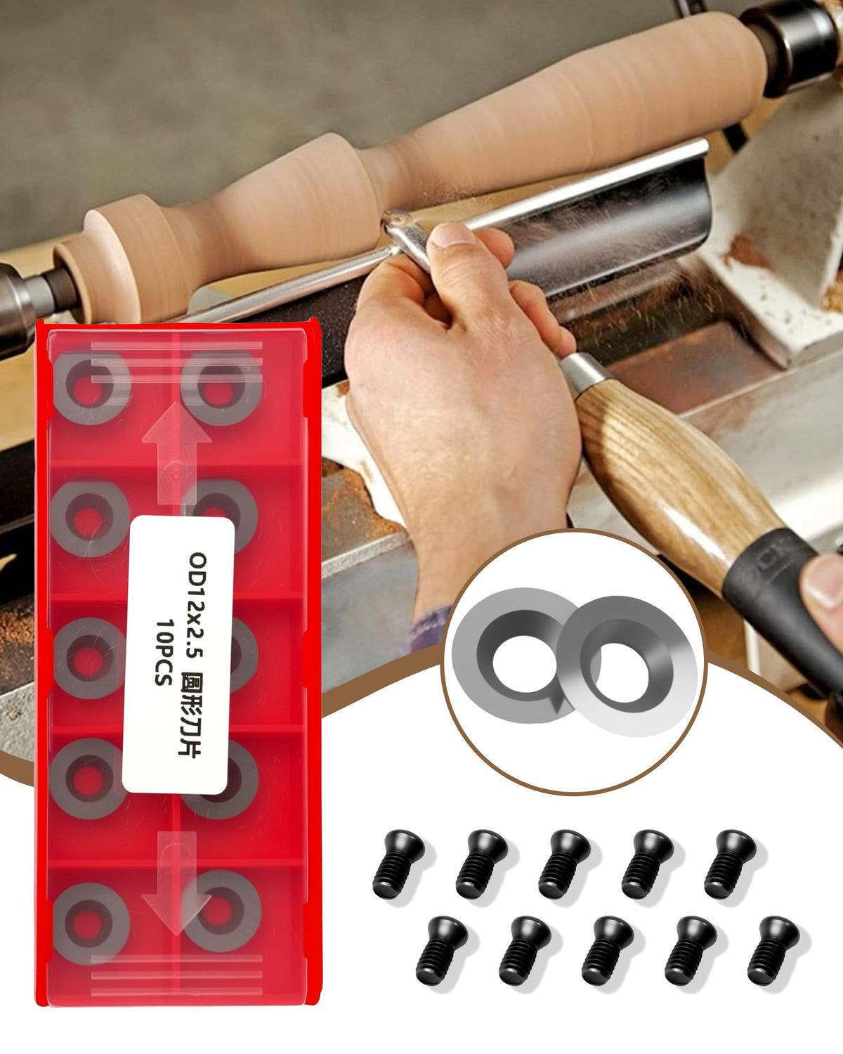 10Pcs 12mm Round Carbide Inserts, Indexable Replacement Cutters Inserts