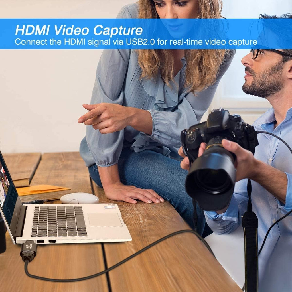 HDMI Video Capture Card, 4K HDMI to USB Capture Card Full HD 1080P 30fps, Record via DSLR, Camcorder, Action Cam for