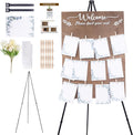Wooden Wedding Seating Chart Board, Two Connectable Panels (23.7"×17"), 0.32" Thick, Foldable Design with Metal