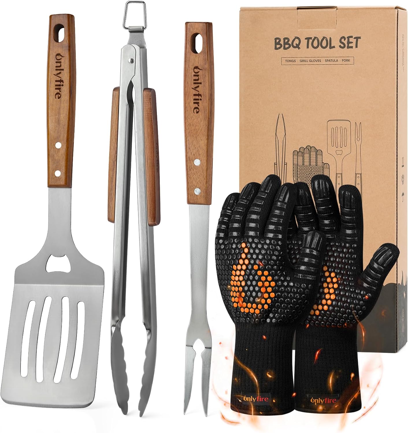 5 Pcs Stainless Steel Grill Tool Set Griddle Accessories