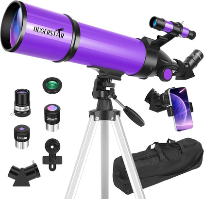 Telescope for Adults & Kids, 80mm Aperture 600mm Refractor | Portable Telescopes