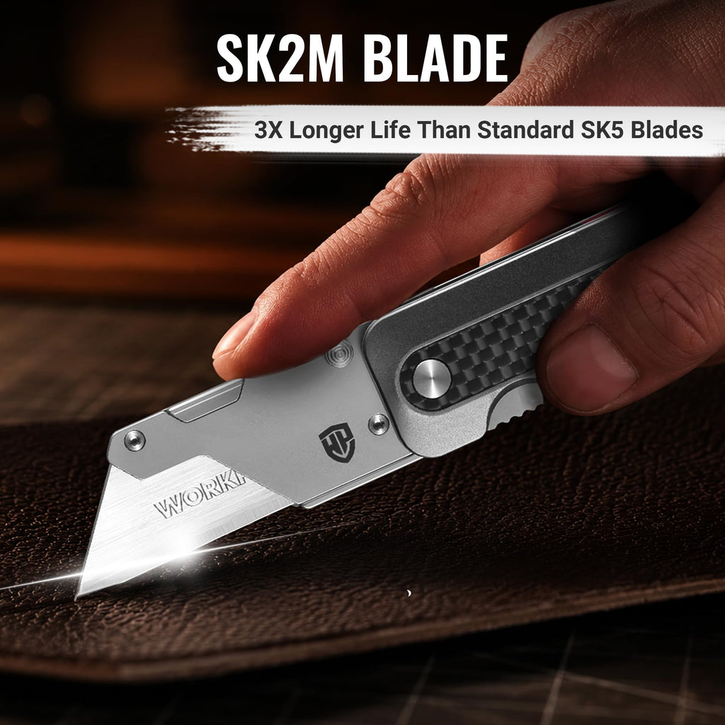 Utility Knife, CNC Unibody, Aluminium Handle Carbon Fiber Inlay