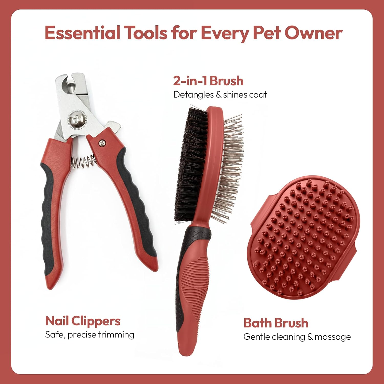 PM Pet Grooming Tools for Dogs & Cats- Safe On Skin Easy To Use Dog Grooming Kit with Ergonomic, Non-Slip Handle–