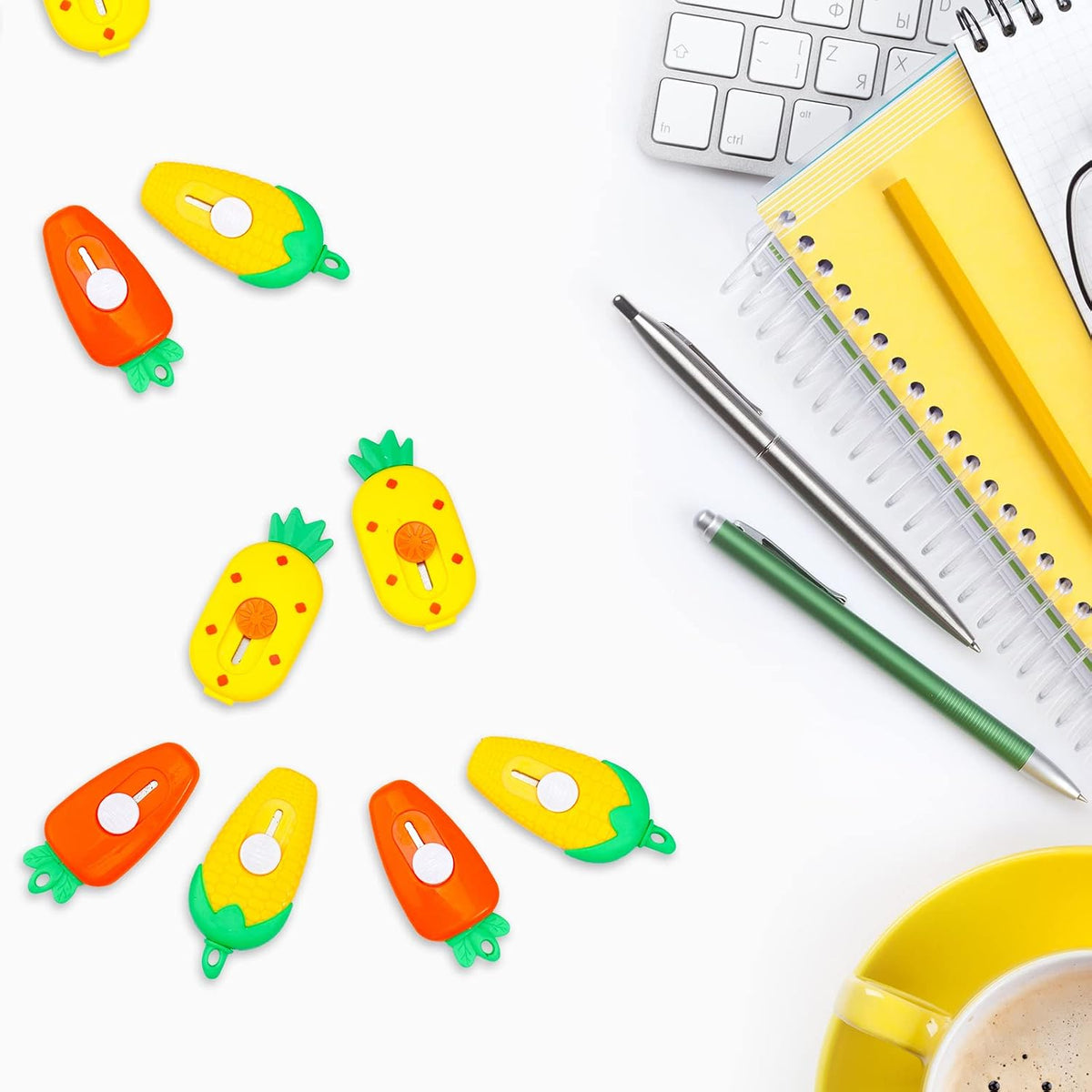 12 Pcs Mini Cute Box Cutter Pineapple Carrot Corn Retractable Opener