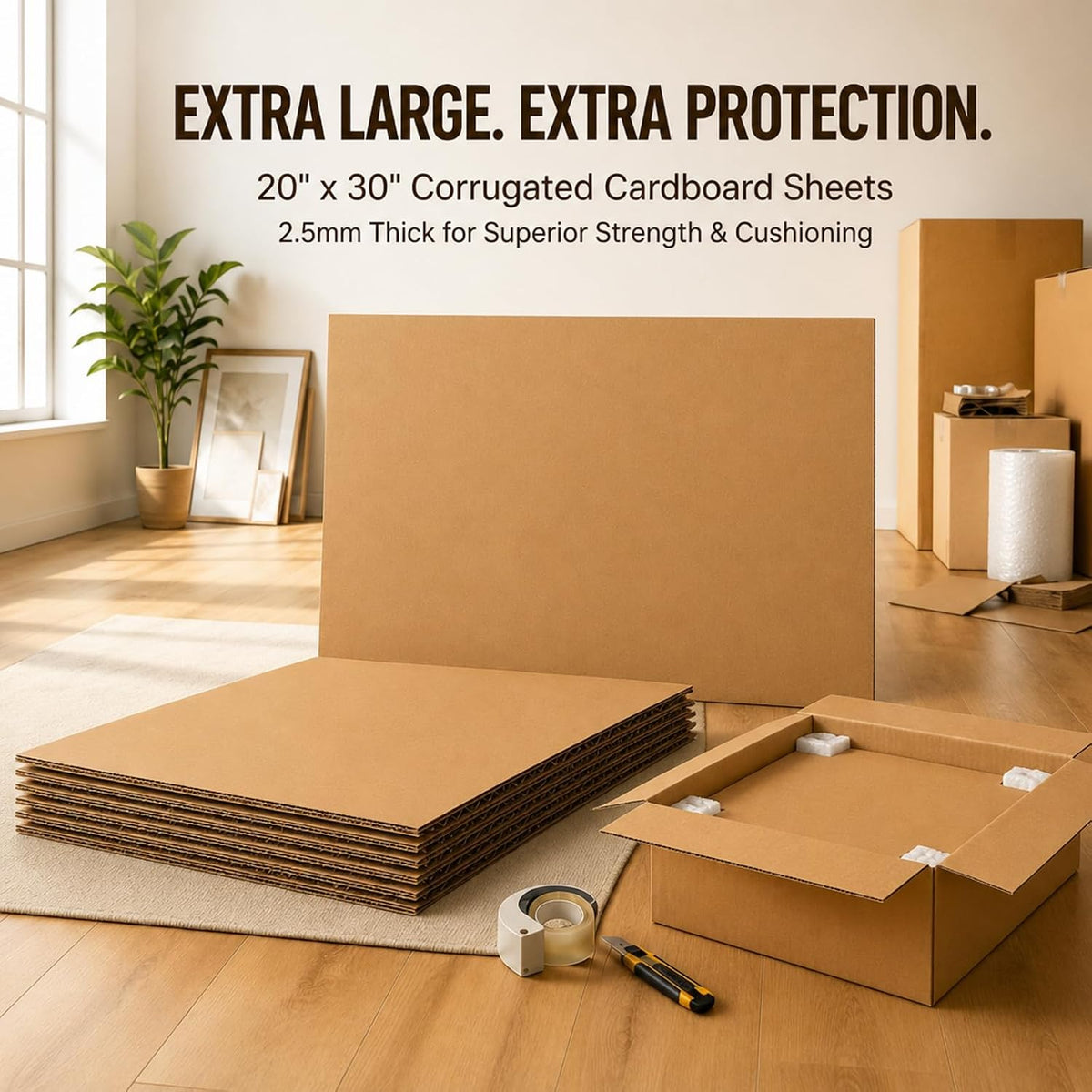 24 Pack Corrugated Cardboard Sheets Set 20 x 30 Inch Kraft Brown Flat Packaging Inserts Packaging Cardboard Inserts