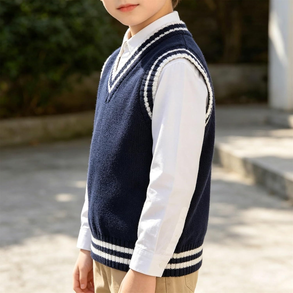 Sweaters for Girls Boys Cotton Pullover Gilet Jacket Sleeveless School Uniform Sweater Vest Kids Back to School