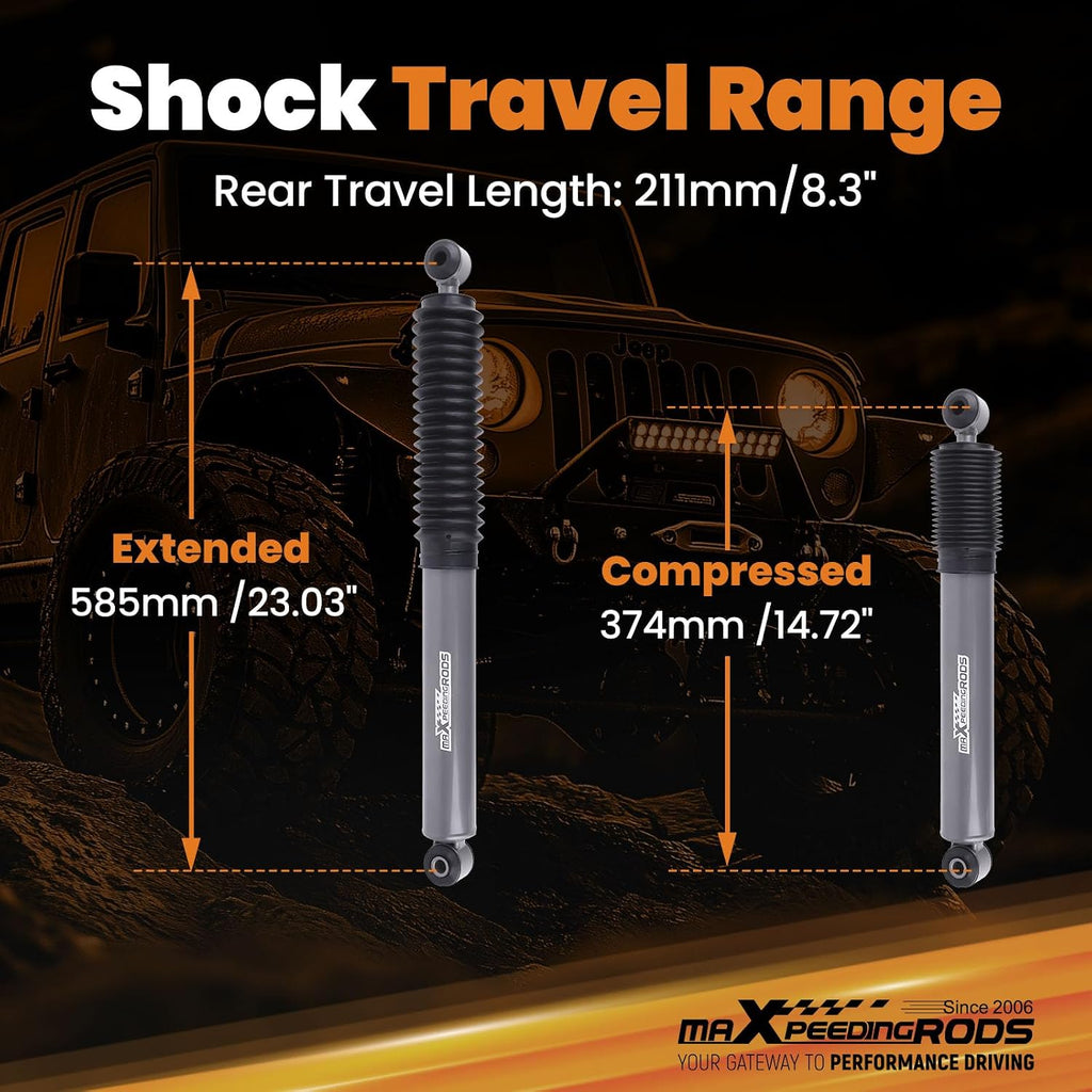 maXpeedingrods 2-5" Rear Shocks for Jeep Wrangler YJ 4WD 1987-1995