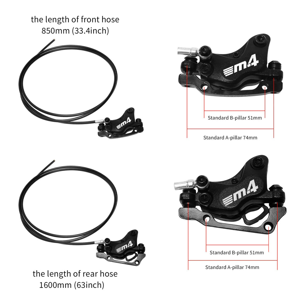 4-Piston Internal Routing Hydraulic Brake for eBike/MTB(Only Front)