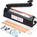 8 inch Bag Sealer, Black Impulse Heat Sealer for Plastic Bags