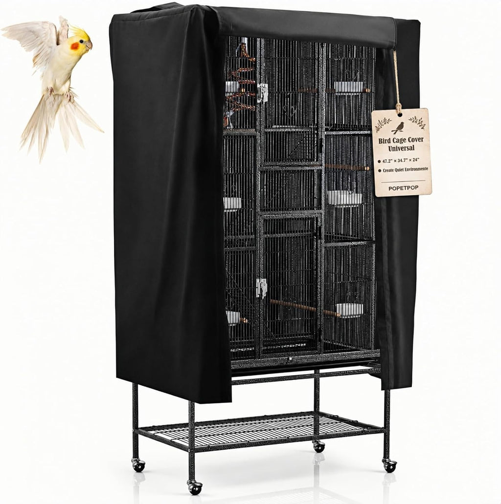 Universal Bird Cage Cover, Black Good Night Parrot Cage Cover