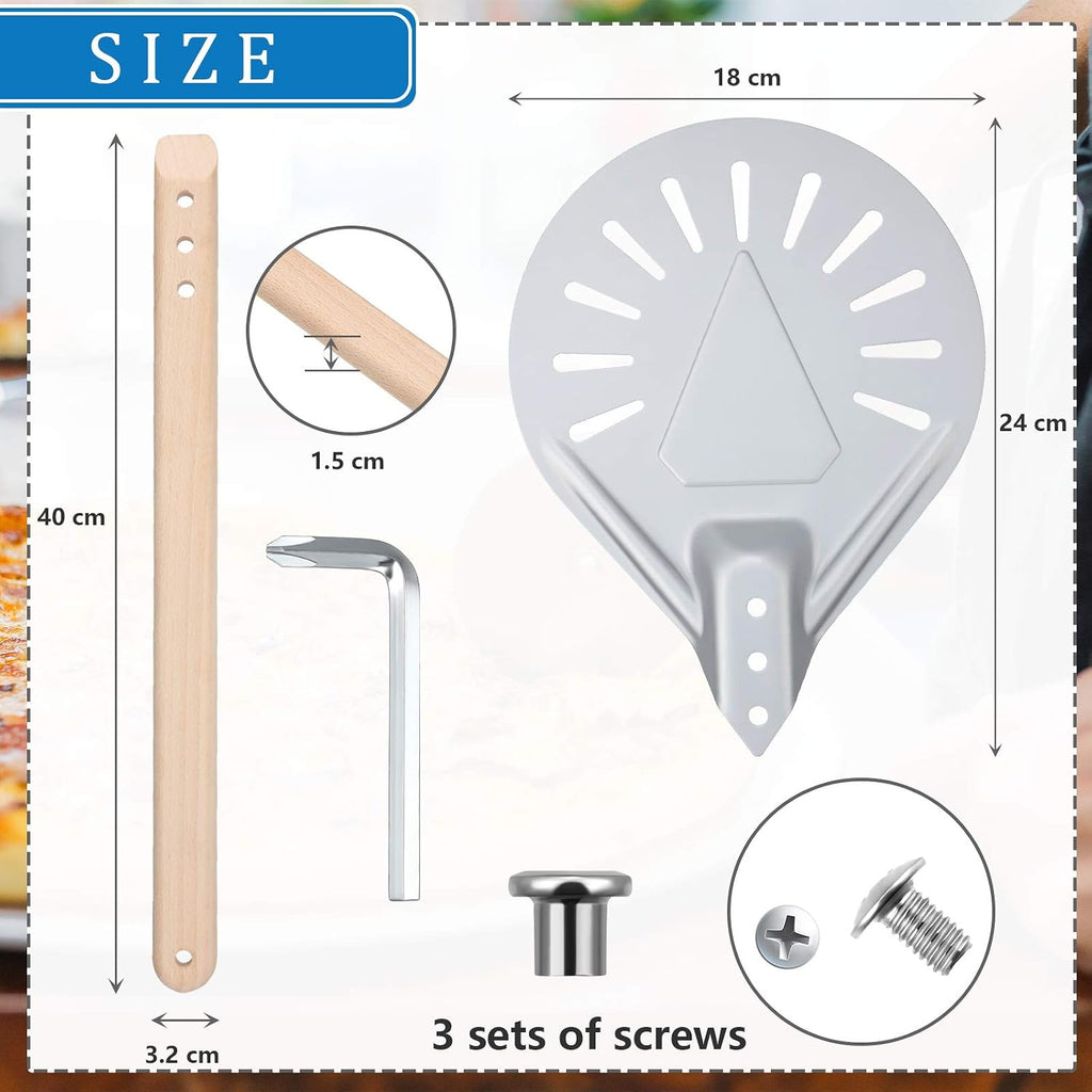 Pizza Turning Peel Round Metal Aluminum Perforated Pizza Turner, 7 Inch