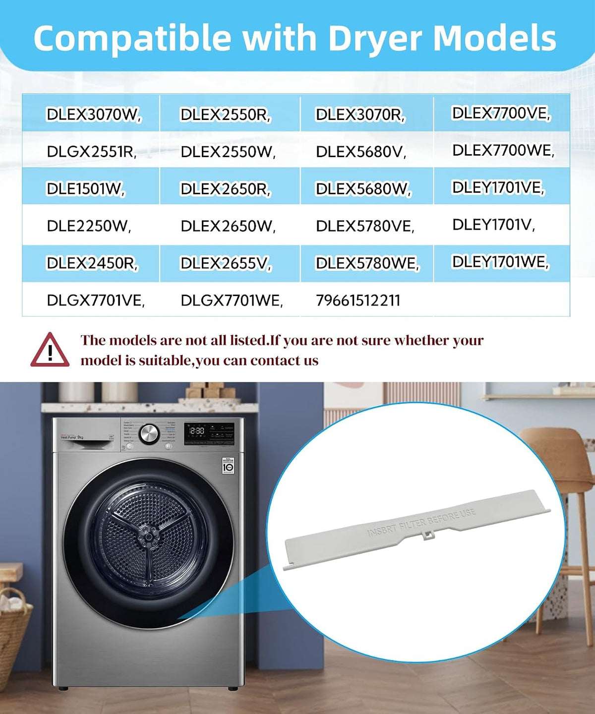 3550EL2004B Dryer Lint Screen Guide Filter Cover Fits for LG Kenmore Dryer