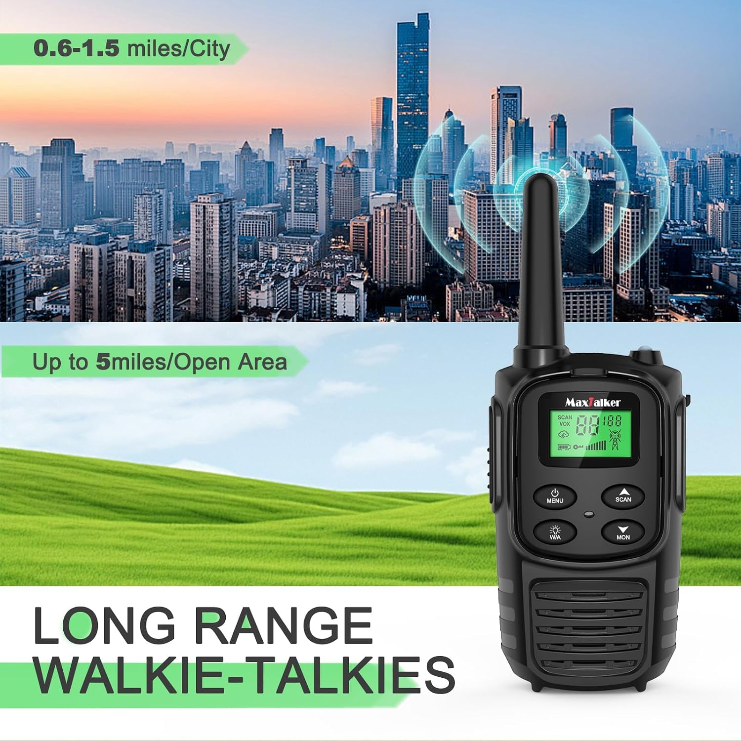 Walkie Talkies Long Range for Adult, MT10 Rechargeable Walkie Talkies FRS Two Way Radio, NOAA, 1200mAh Li-ion Battery