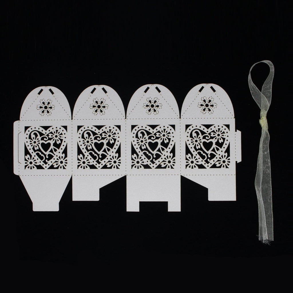 100 Pack Love Heart Laser Cut Wedding Party Favor Box Candy Bag Chocolate Gift Boxes Bridal Birthday Shower