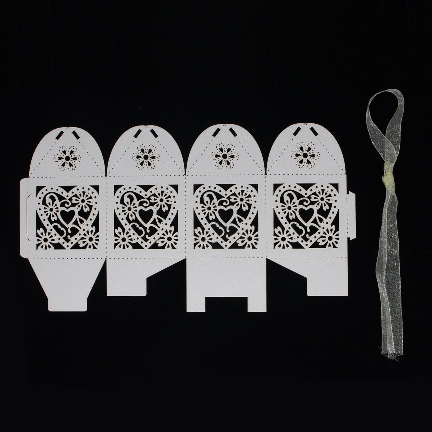 100 Pack Love Heart Laser Cut Wedding Party Favor Box Candy Bag Chocolate Gift Boxes Bridal Birthday Shower
