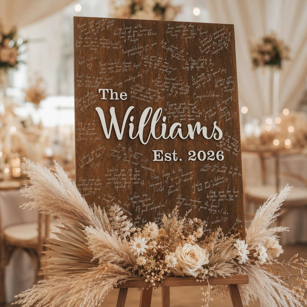 Wedding Guest Book Alternative, 16.1" Wooden Circle Guest Book Sign, Personalized Wedding Wish Book, Rustic Guest