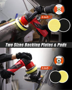 5"/6" Dual Action DA Polisher Kit 6-Speed Random Orbital Buffer | Car Buffer Waxer, Handle, 4pcs Polishing Pads, 2pcs