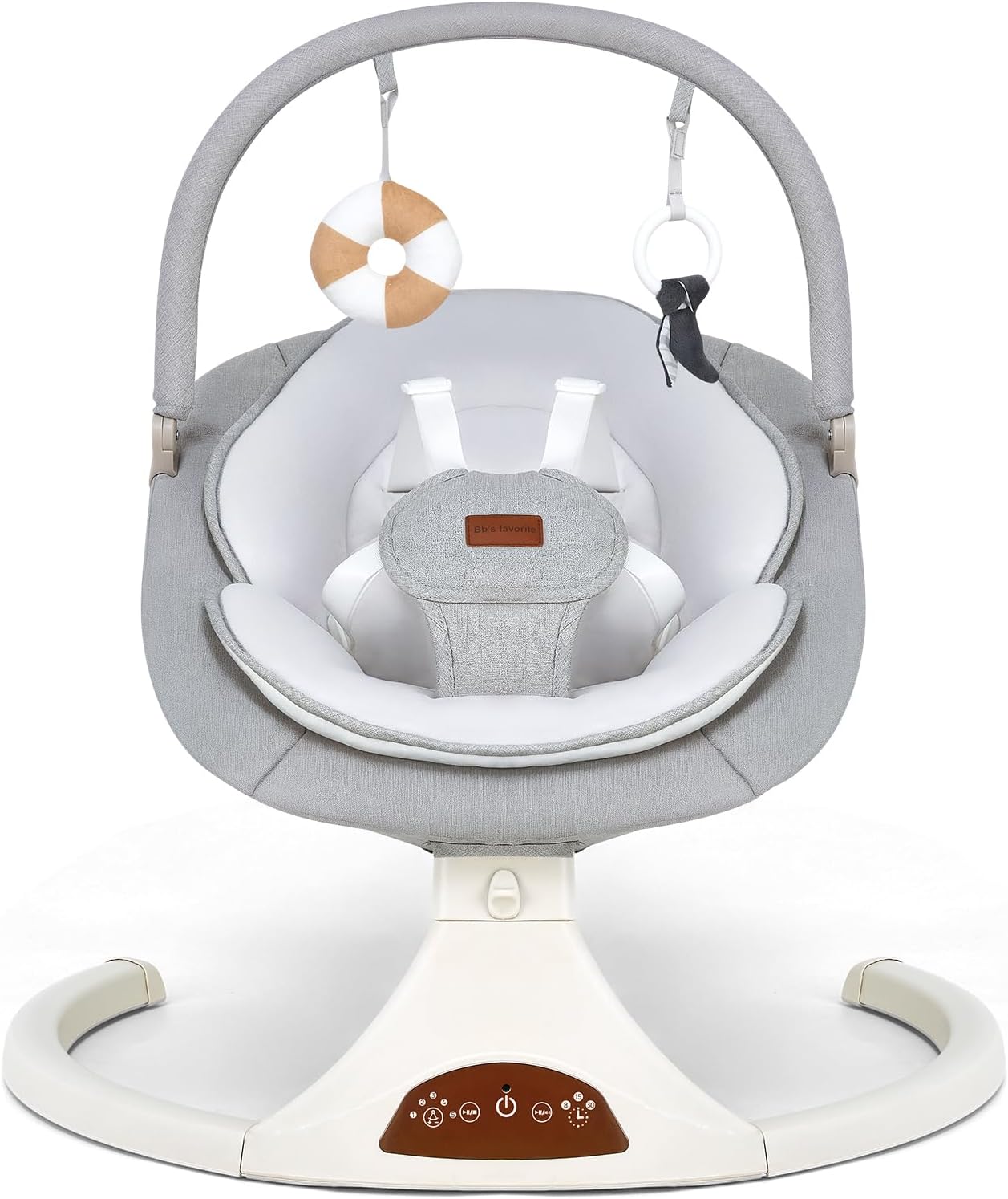 Baby Swings for Infants to Toddler Remote 5 Speeds Timer Safety Lock Gray | 5 point harness, remote/touch panel