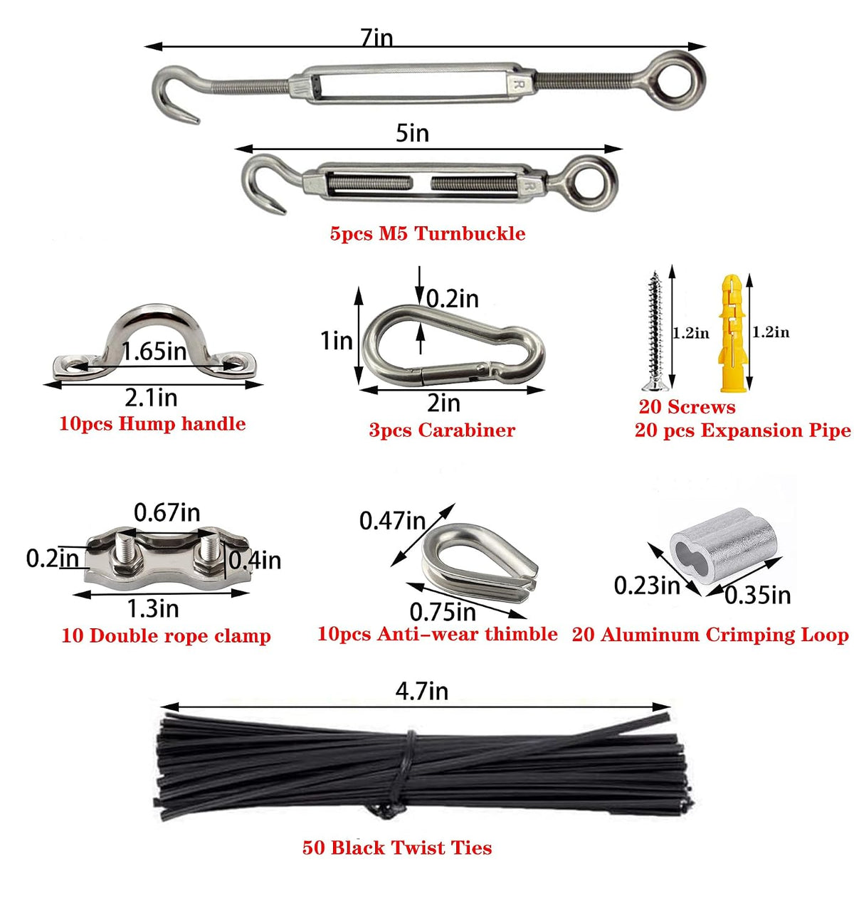 304 Stainless Steel Turnbuckle Kit, 328FT Coated Wire Rope. Heavy Duty & Anti-Rust for Outdoor Hanging, String