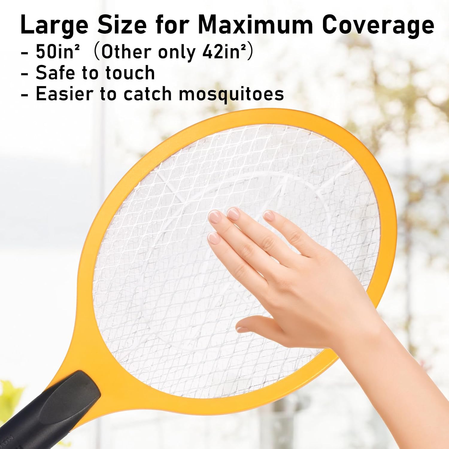 Electric Fly Swatter Handheld Bug Zapper - Indoor Outdoor 20in Zapping Racket for Pest Mosquito & Flies - Battery