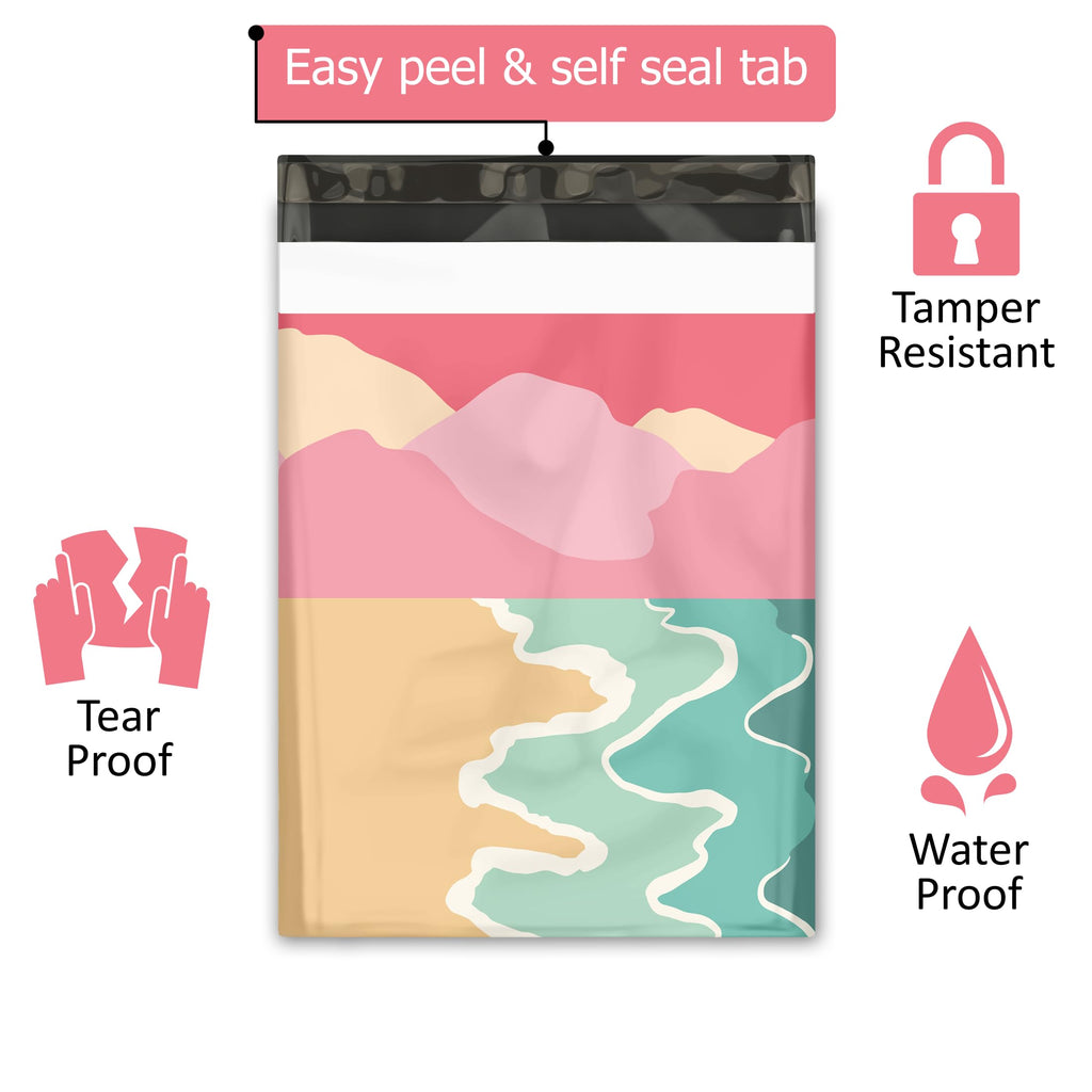10x13 (100) Beach Sunset Designer Poly Mailers Waterproof Self Sealing Tear Resistant Polymailers Shipping Envelopes