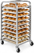 10-Tier Bun Pan Rack with Wheels for Home Use | 1/2 & 1/4 Sheet Pan|Baking Bread Cooling Rack|Speed Bun Pan Rack|Home