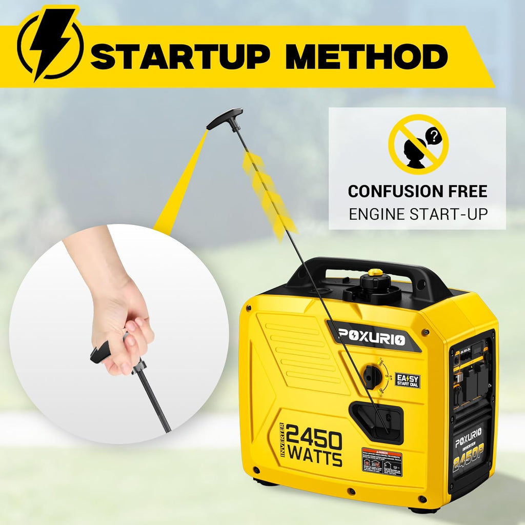 2450-Watt Portable Inverter Generator for Home Use, 1.6Gallon Large Fuel Tank Up to 8.3 Hours Use, 120V Gas Powered