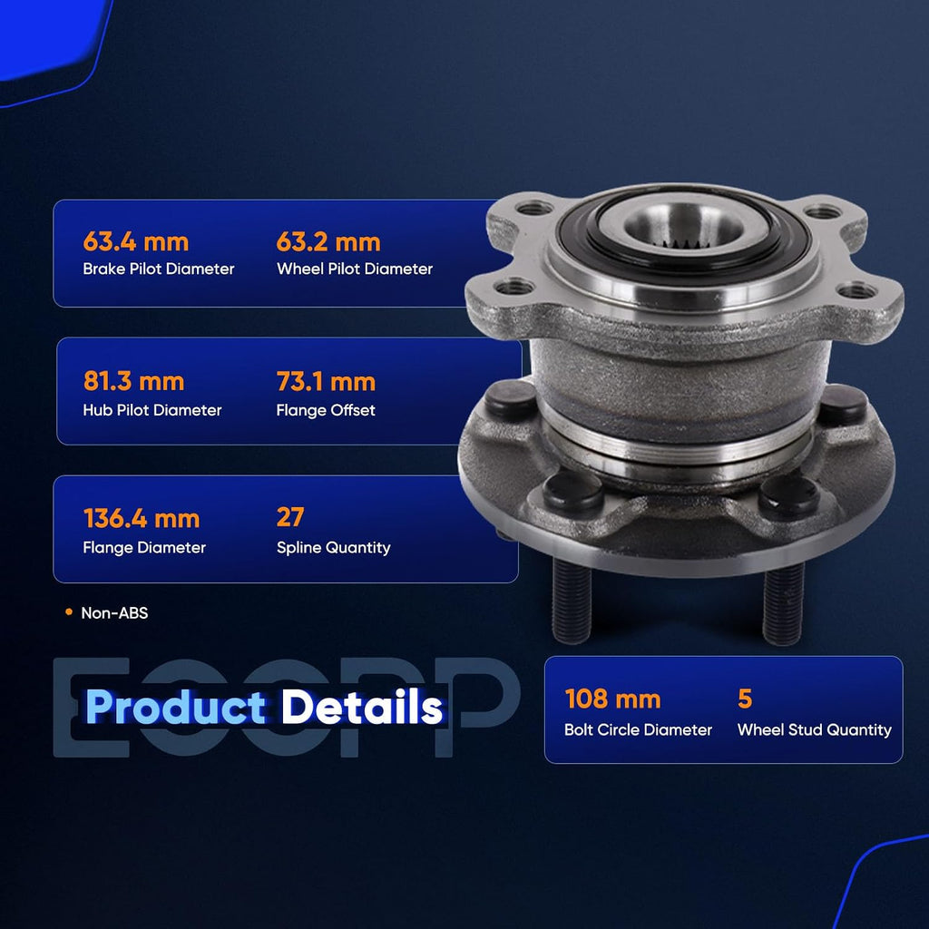 ECCPP 512500 Wheel Bearing Hub Assembly for Lincoln MKC 2015-2019