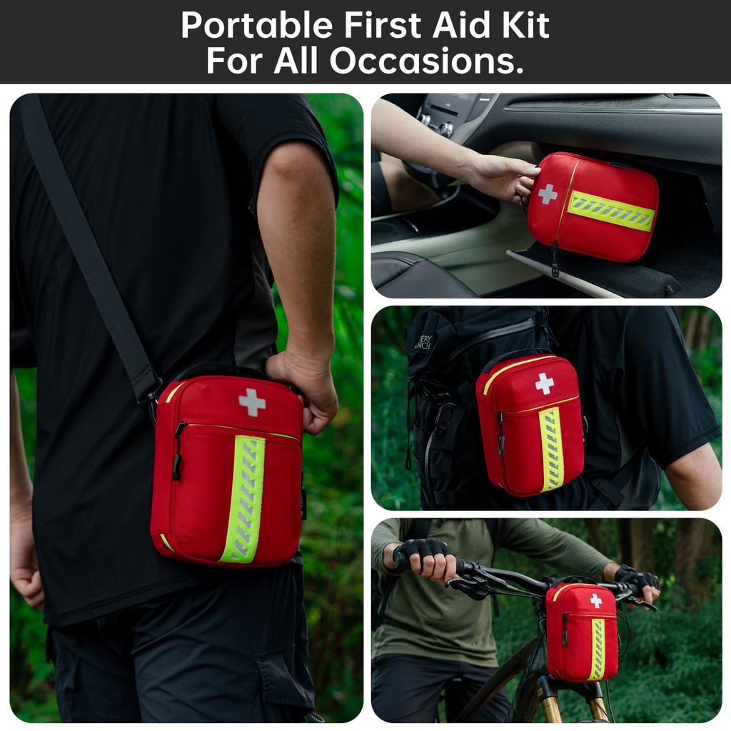Small Compact First Aid Kit, Organized Pouch with Zip-Closure